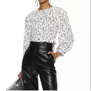 Joie Lissane White Floral Long Sleeve Blouse Large